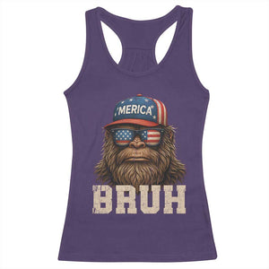 Bruh Bigfoot Merica Racerback Tank Top American Flag Patriotic 4th Of July TS10 Purple Print Your Wear