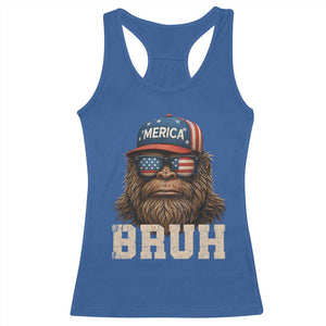 Bruh Bigfoot Merica Racerback Tank Top American Flag Patriotic 4th Of July TS10 Royal Blue Print Your Wear