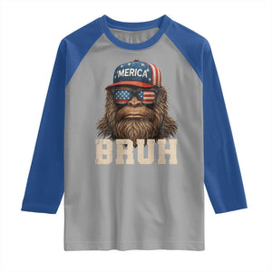 Bruh Bigfoot Merica Raglan Shirt American Flag Patriotic 4th Of July TS10 Sport Gray Royal Print Your Wear