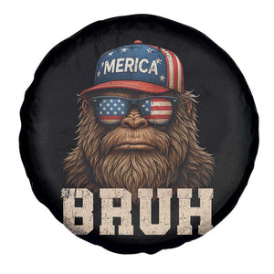 Bruh Bigfoot Merica Spare Tire Cover American Flag Patriotic 4th Of July TS10 Print Your Wear