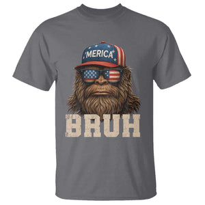 Bruh Bigfoot Merica T Shirt American Flag Patriotic 4th Of July TS10 Charcoal Print Your Wear