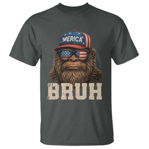 Bruh Bigfoot Merica T Shirt American Flag Patriotic 4th Of July TS10 Dark Heather Print Your Wear
