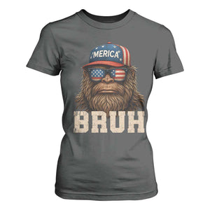 Bruh Bigfoot Merica T Shirt For Women American Flag Patriotic 4th Of July TS10 Dark Heather Print Your Wear