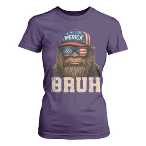 Bruh Bigfoot Merica T Shirt For Women American Flag Patriotic 4th Of July TS10 Purple Print Your Wear