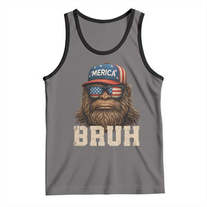 Bruh Bigfoot Merica Tank Top American Flag Patriotic 4th Of July TS10 Deep Heather Black Print Your Wear