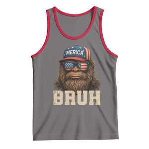 Bruh Bigfoot Merica Tank Top American Flag Patriotic 4th Of July TS10 Deep Heather Red Print Your Wear