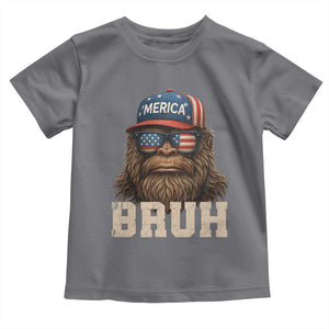 Bruh Bigfoot Merica Toddler T Shirt American Flag Patriotic 4th Of July TS10 Charcoal Print Your Wear