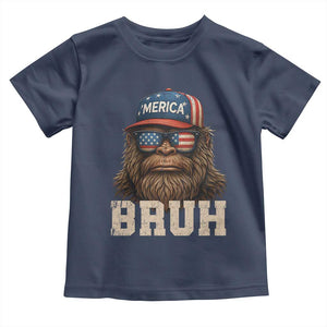Bruh Bigfoot Merica Toddler T Shirt American Flag Patriotic 4th Of July TS10 Navy Print Your Wear