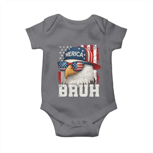 Bruh 'Merica Bald Eagle 4th of July Baby Onesie Patriotic USA Flag TS10 Charcoal Print Your Wear