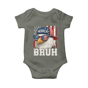 Bruh 'Merica Bald Eagle 4th of July Baby Onesie Patriotic USA Flag TS10 Military Green Print Your Wear
