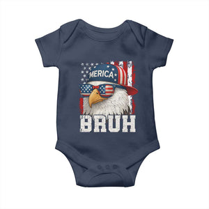Bruh 'Merica Bald Eagle 4th of July Baby Onesie Patriotic USA Flag TS10 Navy Print Your Wear