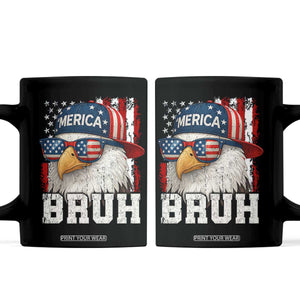 Bruh 'Merica Bald Eagle 4th of July Coffee Mug Patriotic USA Flag TS10 Black Print Your Wear