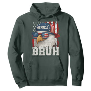 Bruh 'Merica Bald Eagle 4th of July Hoodie Patriotic USA Flag TS10 Dark Forest Green Print Your Wear
