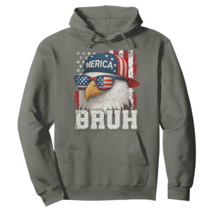 Bruh 'Merica Bald Eagle 4th of July Hoodie Patriotic USA Flag TS10 Military Green Print Your Wear