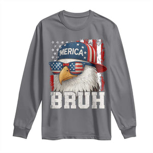 Bruh 'Merica Bald Eagle 4th of July Long Sleeve Shirt Patriotic USA Flag TS10 Charcoal Print Your Wear