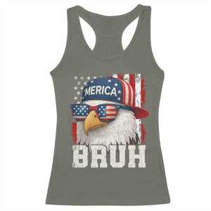 Bruh 'Merica Bald Eagle 4th of July Racerback Tank Top Patriotic USA Flag TS10 Military Green Print Your Wear