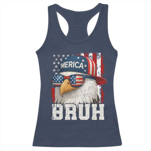 Bruh 'Merica Bald Eagle 4th of July Racerback Tank Top Patriotic USA Flag TS10 Navy Print Your Wear