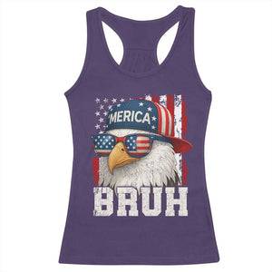 Bruh 'Merica Bald Eagle 4th of July Racerback Tank Top Patriotic USA Flag TS10 Purple Print Your Wear
