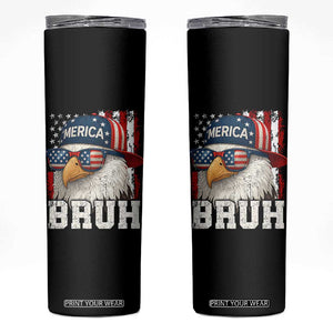 Bruh 'Merica Bald Eagle 4th of July Skinny Tumbler Patriotic USA Flag TS10 Black Print Your Wear
