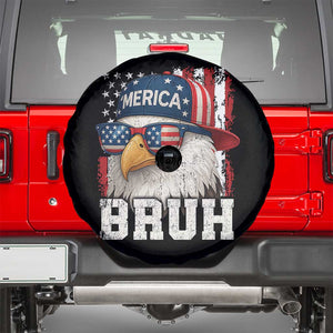 Bruh 'Merica Bald Eagle 4th of July Spare Tire Cover Patriotic USA Flag TS10 Black Print Your Wear