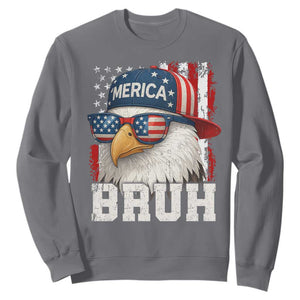 Bruh 'Merica Bald Eagle 4th of July Sweatshirt Patriotic USA Flag TS10 Charcoal Print Your Wear