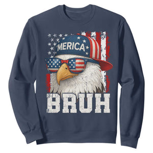Bruh 'Merica Bald Eagle 4th of July Sweatshirt Patriotic USA Flag TS10 Navy Print Your Wear