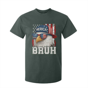 Bruh 'Merica Bald Eagle 4th of July T Shirt For Kid Patriotic USA Flag TS10 Dark Forest Green Print Your Wear
