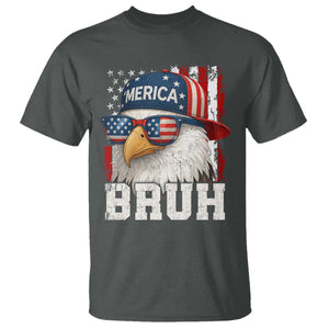 Bruh 'Merica Bald Eagle 4th of July T Shirt Patriotic USA Flag TS10 Dark Heather Print Your Wear