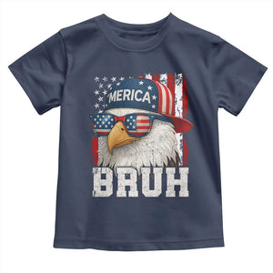 Bruh 'Merica Bald Eagle 4th of July Toddler T Shirt Patriotic USA Flag TS10 Navy Print Your Wear