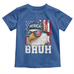 Bruh 'Merica Bald Eagle 4th of July Toddler T Shirt Patriotic USA Flag TS10 Royal Blue Print Your Wear