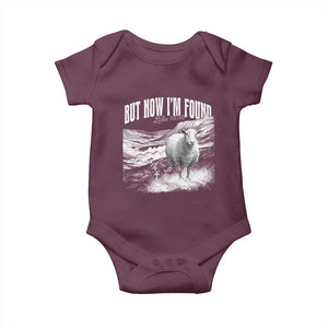 But Now I'm Found Baby Onesie Christian Faith Sheep TS11 Maroon Print Your Wear