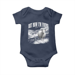 But Now I'm Found Baby Onesie Christian Faith Sheep TS11 Navy Print Your Wear