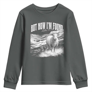 But Now I'm Found Youth Sweatshirt Christian Faith Sheep TS11 Dark Heather Print Your Wear