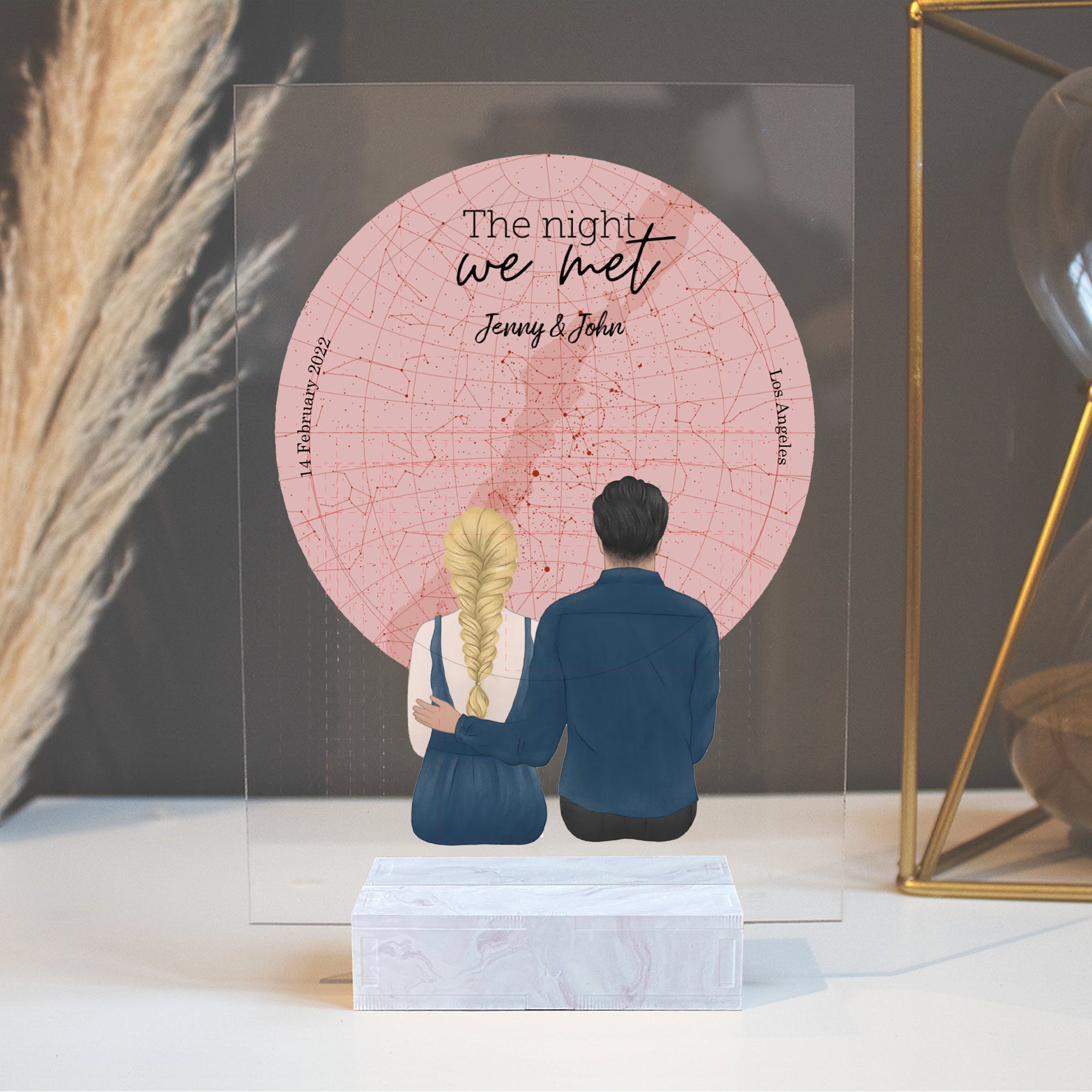 Custom Personalized Map - The Night We Met Anniversary Valentine Couples Gift Acrylic Plaque CTM02 Acrylic Table Sign Custom - Printyourwear