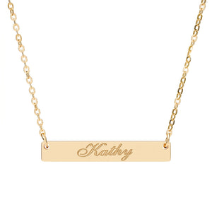 Personalized Engraved Flat Bar Necklace – Custom Name or Date Stainless Steel Gift for Her CTM02 Gold Print Your Wear
