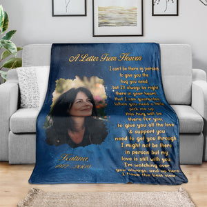 Personalized Throw Blanket Memorial Gift - Custom Photo Letter From Heaven CTM02 Galaxy Print Your Wear