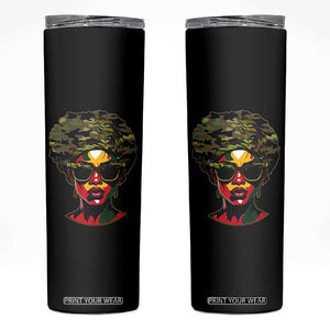 Camo African American Women Juneteenth Celebrating Black Freedom Day Skinny Tumbler TS11 Black Print Your Wear