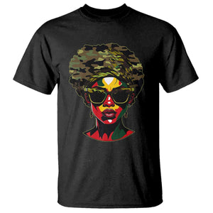 Camo African American Women Juneteenth Celebrating Black Freedom Day T Shirt TS11 Black Print Your Wear