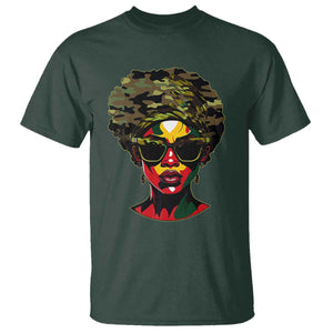 Camo African American Women Juneteenth Celebrating Black Freedom Day T Shirt TS11 Dark Forest Green Print Your Wear