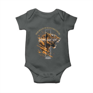 Cardinal Pope Leo XIV Baby Onesie Nos Multi In Illo Uno Unum 267th Pope From Chicago Tiger TS11 Dark Heather Print Your Wear