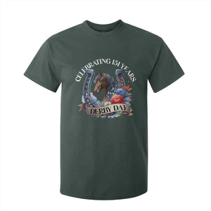 Celebrating 151 Years Derby Day T Shirt For Kid Horse Racing Horseshoe Flowers TS11 Dark Forest Green Print Your Wear