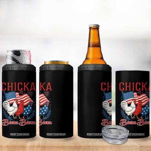 Chicka Boom Boom Patriotic Chicken 4 in 1 Can Cooler Tumbler Funny Patriotic 4th of July Red White and Blue Farm TS02 Print Your Wear