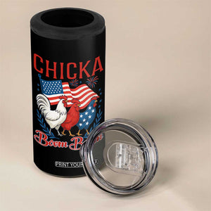 Chicka Boom Boom Patriotic Chicken 4 in 1 Can Cooler Tumbler Funny Patriotic 4th of July Red White and Blue Farm TS02 Print Your Wear