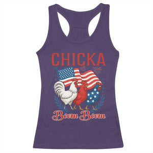 Chicka Boom Boom Patriotic Chicken Racerback Tank Top Funny Patriotic 4th of July Red White and Blue Farm TS02 Purple Print Your Wear
