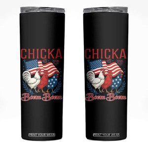 Chicka Boom Boom Patriotic Chicken Skinny Tumbler Funny Patriotic 4th of July Red White and Blue Farm TS02 Black Print Your Wear