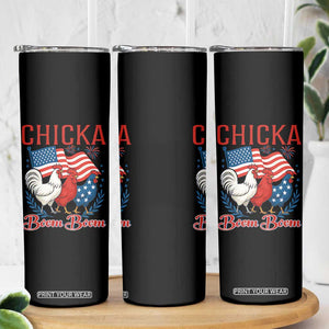 Chicka Boom Boom Patriotic Chicken Skinny Tumbler Funny Patriotic 4th of July Red White and Blue Farm TS02 Print Your Wear