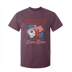 Chicka Boom Boom Patriotic Chicken T Shirt For Kid Funny Patriotic 4th of July Red White and Blue Farm TS02 Maroon Print Your Wear