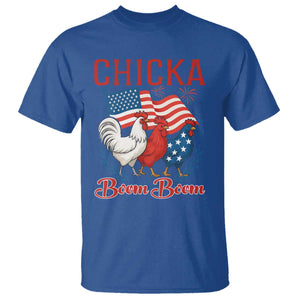 Chicka Boom Boom Patriotic Chicken T Shirt Funny Patriotic 4th of July Red White and Blue Farm TS02 Royal Blue Print Your Wear