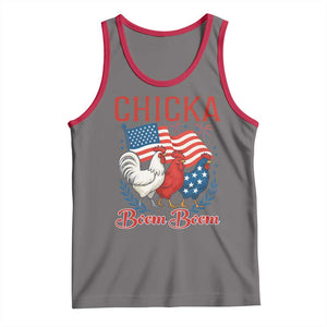 Chicka Boom Boom Patriotic Chicken Tank Top Funny Patriotic 4th of July Red White and Blue Farm TS02 Deep Heather Red Print Your Wear