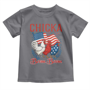 Chicka Boom Boom Patriotic Chicken Toddler T Shirt Funny Patriotic 4th of July Red White and Blue Farm TS02 Charcoal Print Your Wear